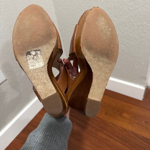 Michael Kors Brown Leather Wedge Sandals - Women's Size 8 - Picture 4 of 7
